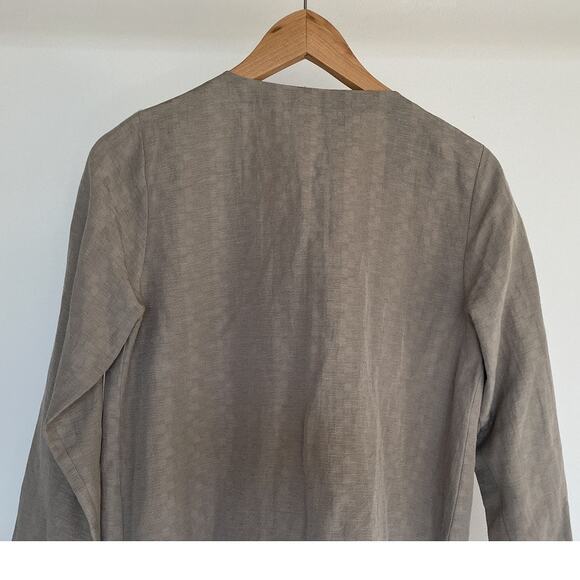 EILEEN FISHER Taupe Silk Linen Open Jacket Sz PP Minimal Luxe - Picture 5 of 15